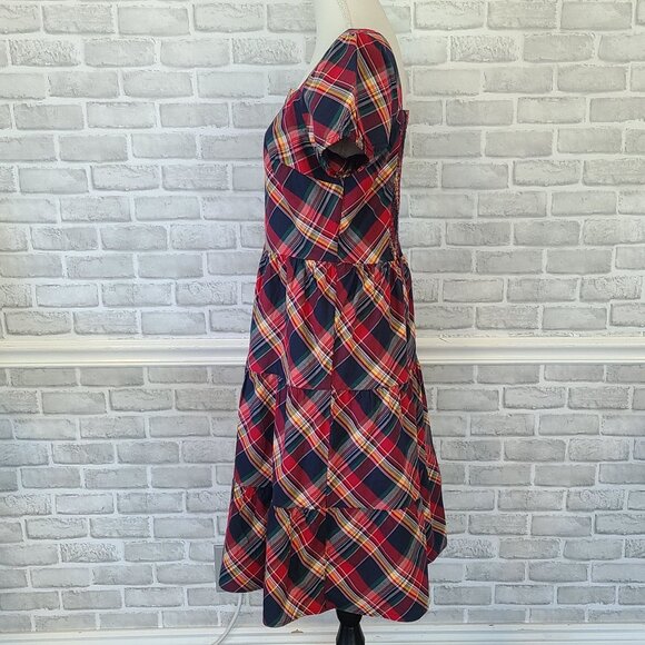 Gymboree Red Plaid Tiered Tiered Dress Womens Medium Holiday - Picture 3 of 10
